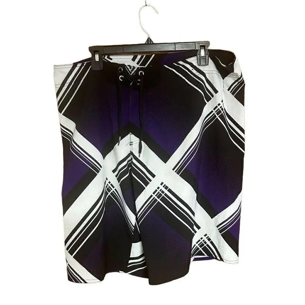 Tony Hawk Size 38 Purple and Black Swim Trunks